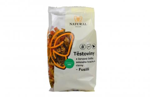 Cestoviny strukovinové (červená šošovica, zelený hrach a cícer) vretená 250g Natural Jihlava